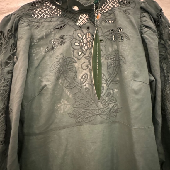 FARM RIO Elegant Embroidered Mint Green Maxi Dress, new w tags, S - Picture 6 of 10